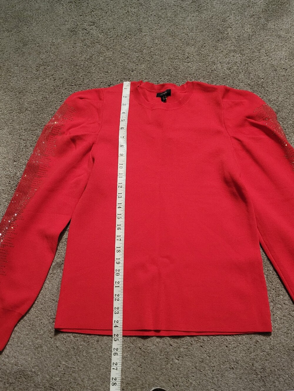 Red Sweater with Shiny Stones Detail